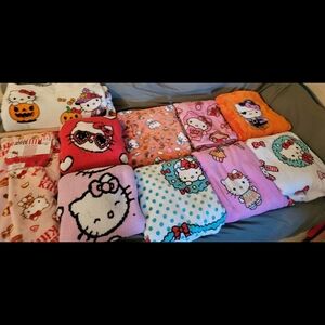 Hello Kitty Plush Throw Blanket Lot Christmas Halloween Valentine's Day 10 Count